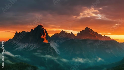 Cinematic Landscape Video of Mountain Peaks and Rainforest at Golden Hour