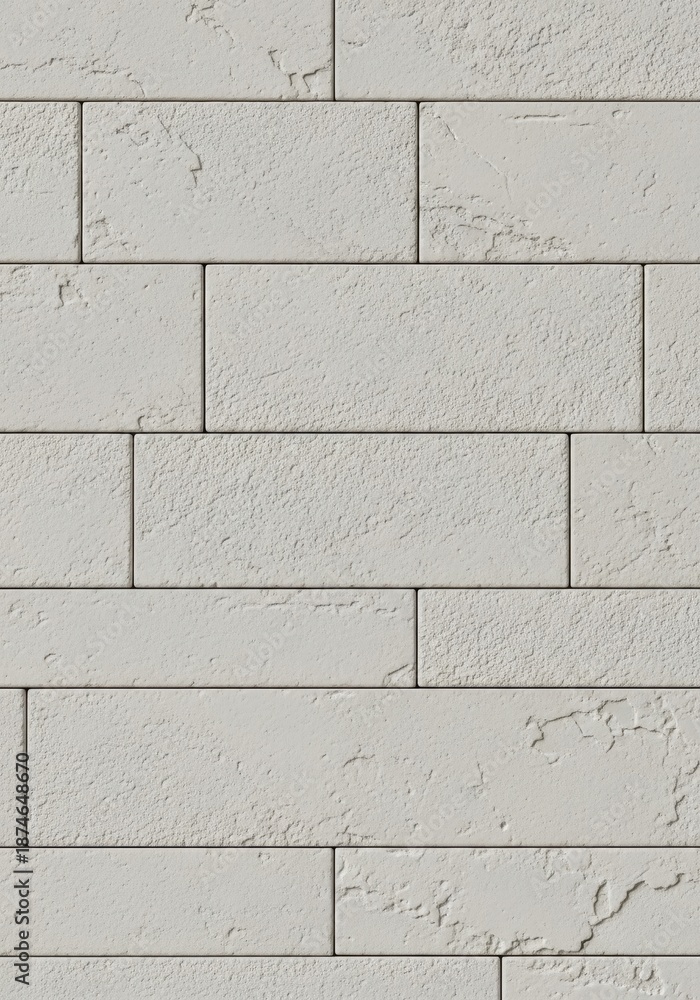 Obraz premium Seamless pattern of elongated, rectangular ceramic tiles laid horizontally, emphasizing texture and the uniform background structure of the surface, backdrop, bathroom, seamless