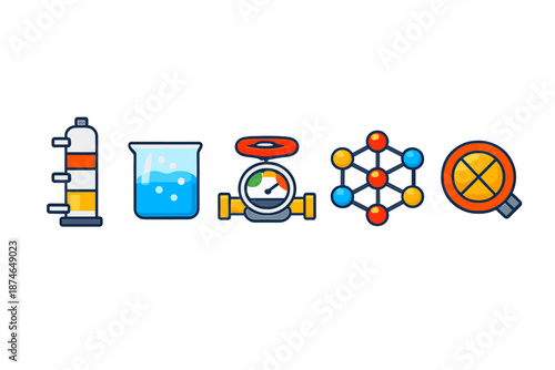 Scientific icons with a gradient background