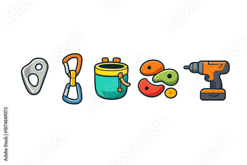 Climbing Gear and Tools Icons