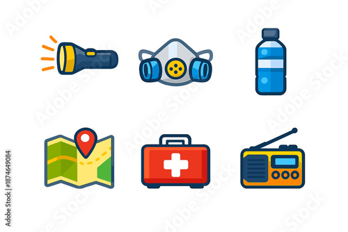 Survival Gear Icons Set