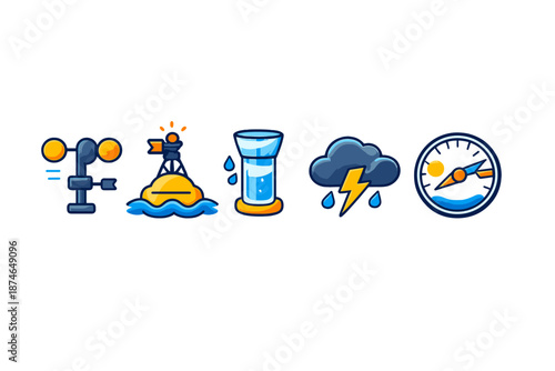 Tableau sur toile Set of weather icons with glowing effect