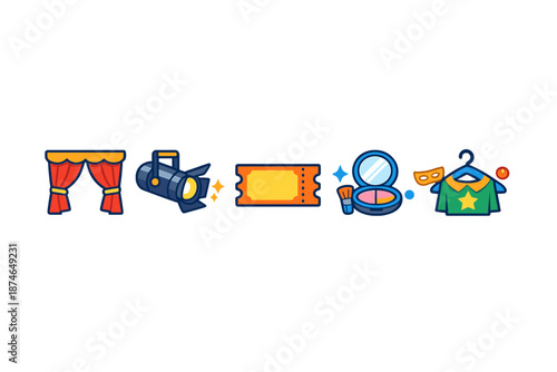 Theater and performance icons in a row