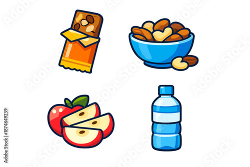 Healthy Snacks and Drink Icons