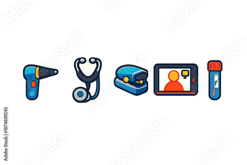 Medical icons on a gray background