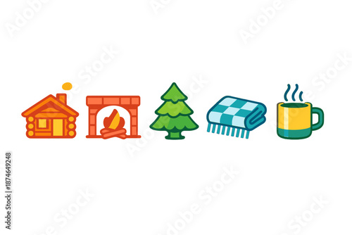 Cozy Winter Scene Icons