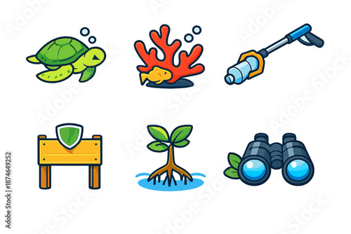 Marine Conservation Icons Set