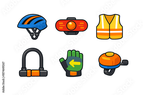 Cycling safety and security icons
