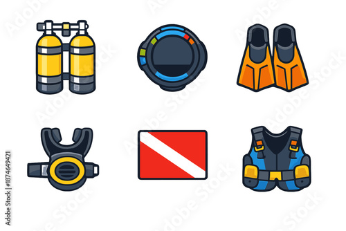 Scuba Diving Equipment Icons