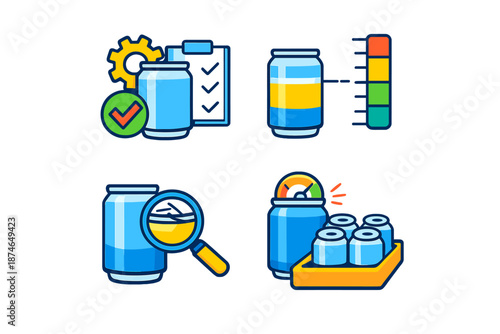 Beverage Manufacturing and Quality Control Icons