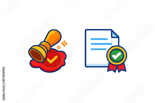 Approved Stamp and Certificate Icon