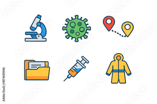 Medical Icons with Glowing Effect on Dark Background