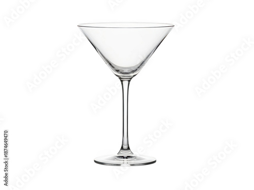 Elegant clear martini glass isolated on transparent background