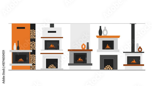 Modern fireplace designs with minimalist decor and wood storage