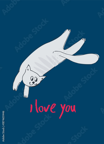 Card hand drawn like a sketch. Vector element for greeting card, social media post. Love, Romance, Valentines Day concept