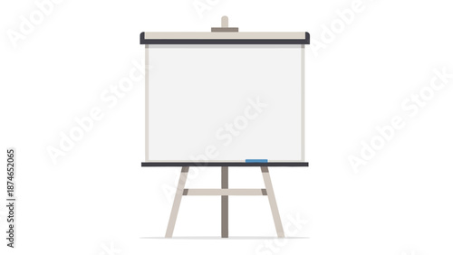 Minimalist blank whiteboard on wooden easel for presentations and teaching