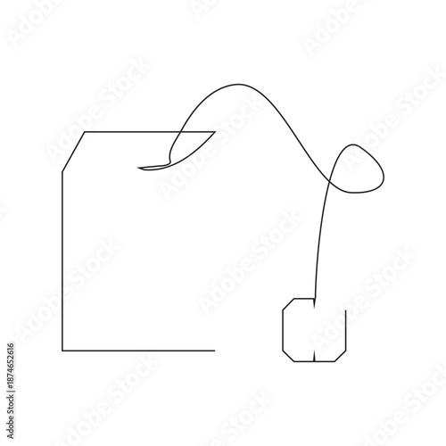 Tea bag for brewing tea. Vector illustration with a single line.
