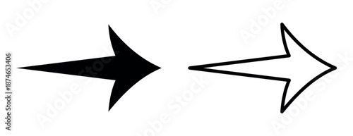 Arrow shapes set with solid and outline styles, modern minimal direction symbols for navigation, pointer design, graphic elements for interface, infographic, branding