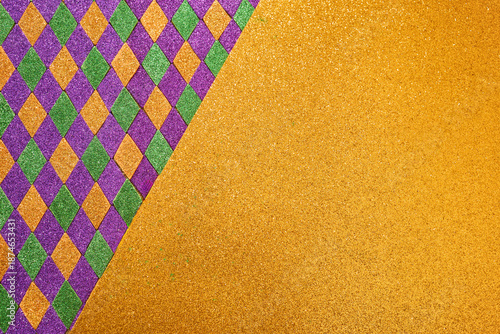 Fotografie Mardi gras glitter background with harlequin diamond pattern