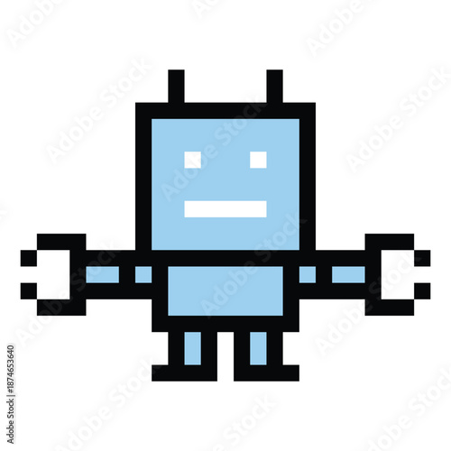 Robot robotic or ai humanoid concept business enginner automation with bot,toy,artificial intelligence,pixel,8 bit,background,cartoon.