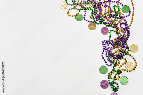 Quadro em tela Mardi gras festival beads and doubloons border