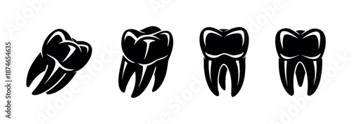 Dental anatomy vector icons set, tooth symbols collection, teeth illustrations