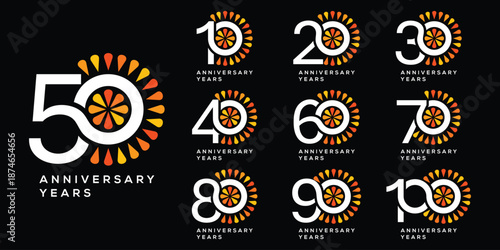 Collection of anniversary logo design. Celebration day special vector symbol concept