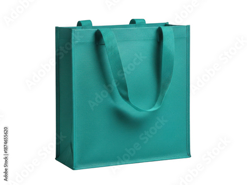 Teal reusable shopping bag isolated on transparent background