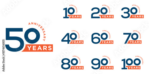 Collection of anniversary logo design. Celebration Days Custom Vector Graphics Icon Concept
