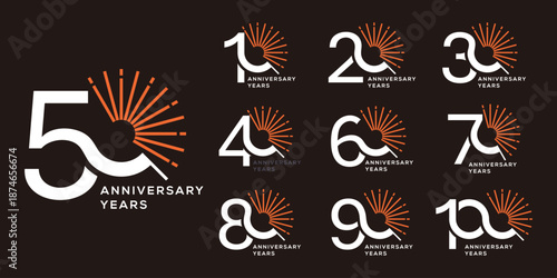 Collection of anniversary logo design. Celebration day special vector symbol concept