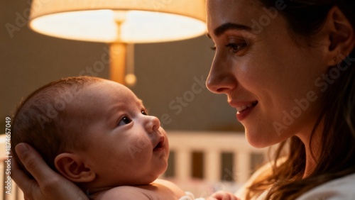 Mutter mit ihrem Neugeborenen, ein inniger Moment