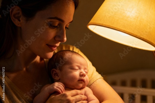 Mutter und ihr neugeborenes Baby in zärtlicher Umarmung