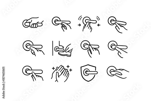 Cue hand handle focus briefly icon grip hygiene vector door calm awareness