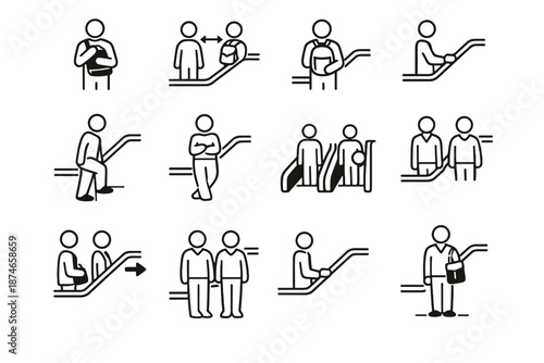 Care ease escalator etiquette bags cue icon bag vector icons proximity step