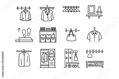 Habit vector icons storage space wall use zoning minimalist hanging icon zone