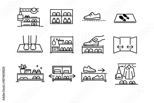 Vector storage arrival entryway icon habit access daily focus shoes easy minimalist
