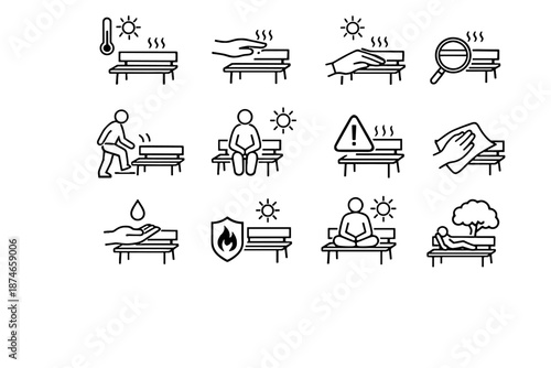 Vector comfort urban focus icon before temperature park logic safety bench cue
