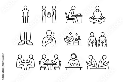Icon social language interaction distraction vector quiet restraint study maintain