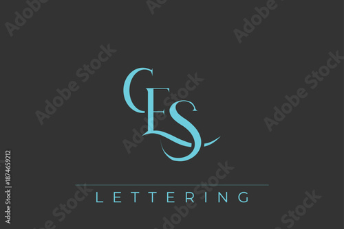 CES Elegant Monogram Logo Design With Decorative Lettering