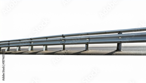 metal highway guardrail barrier isolated on white background ai generated isolated on a white background