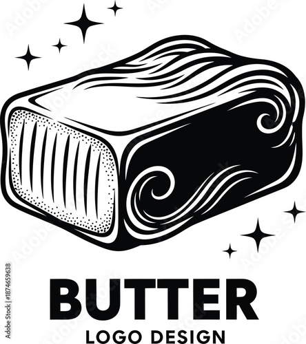 Butter Block Logo Vintage Food Vector Illustration