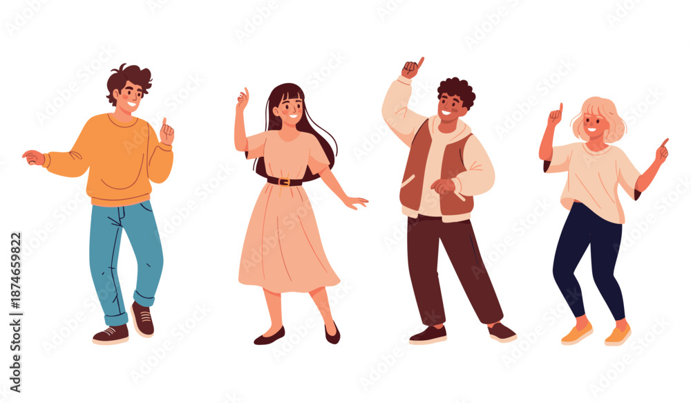 Obraz premium Diverse group of teens enjoy dancing together with joyful expressions