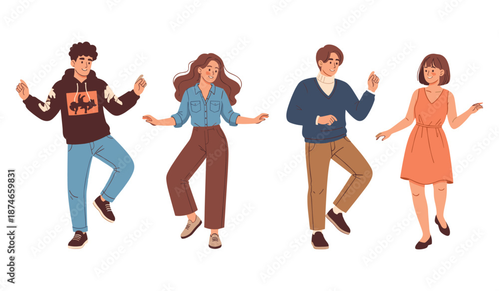 Obraz premium Diverse group of young adults dancing joyfully together