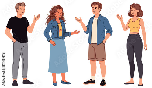 Diverse group of young adults engaging in friendly conversation