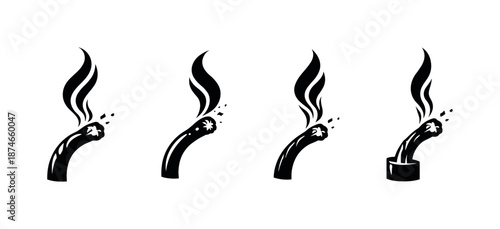 Smoking pipe vector icons set. black silhouette pipes collection. tobacco, smoke, pipe designs