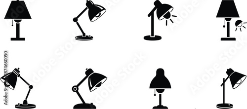 Collection of various desk lamp silhouettes in different positions