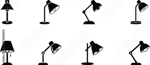 Eight different angles of adjustable desk lamps