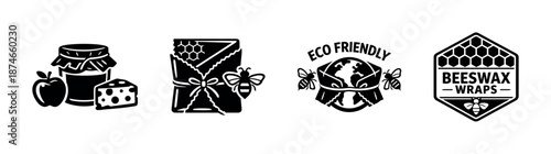 Eco-friendly beeswax wraps vector icons set - sustainable and reusable designs
