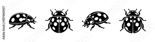 Ladybug vector icons set, insect symbols collection, flat bug decoration elements