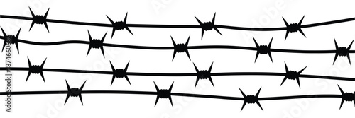 Barbed wire seamless background, vector fence illustration featuring twisted metal wire pattern, ideal for security, industrial, agricultural, restricted area, and warning-themed graphic design